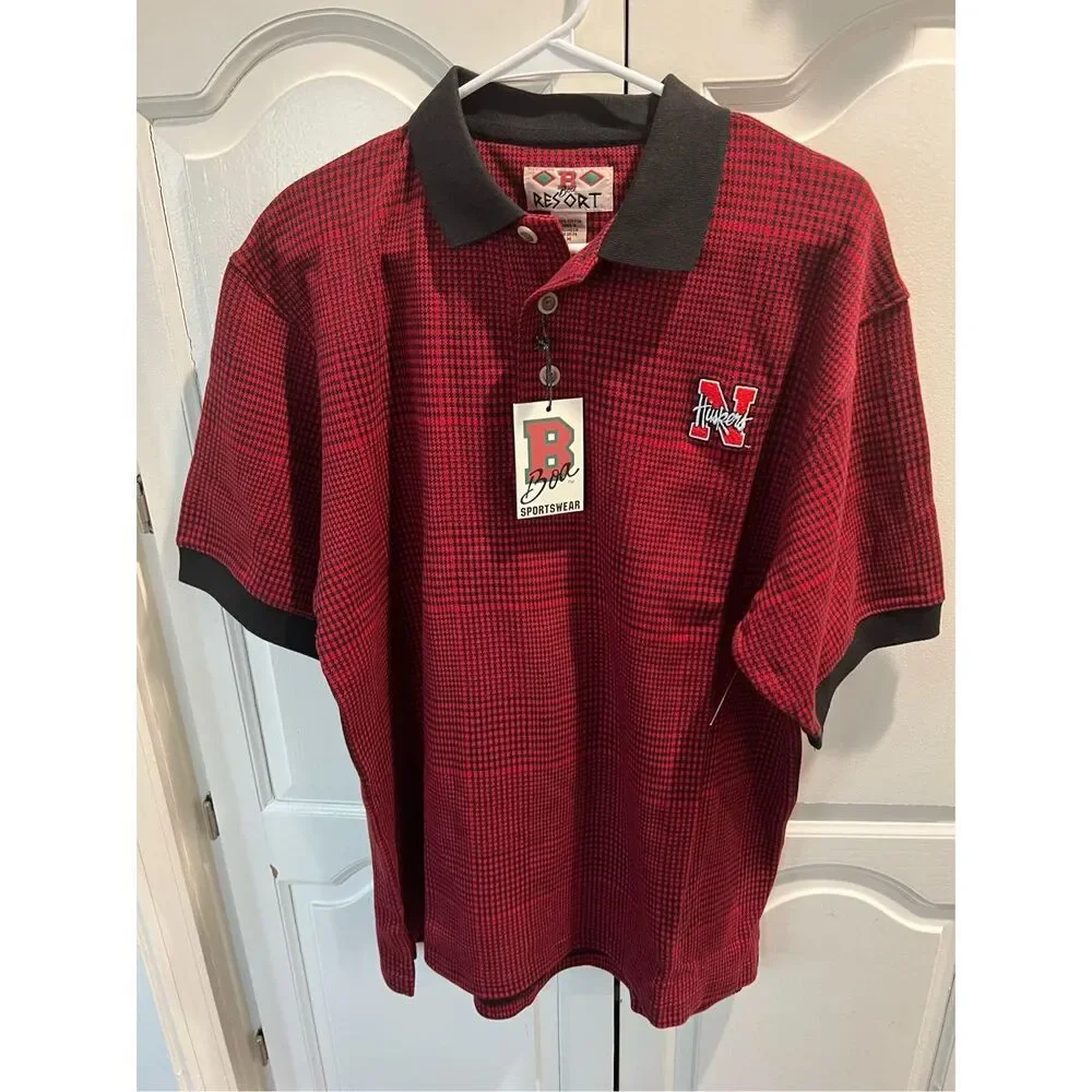 NWT Vintage Polo Shirt Boa Resort Sportswear Nebraska Cornhuskers Mens Medium